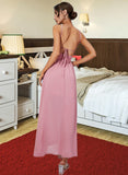 Kiley Split Front Halter Sleeveless Elegant A-line Chiffon Midi Dresses UKP0016857