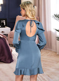 Rita Round Neck Long Sleeves Elegant A-line Satin Mini Dresses UKP0016865