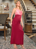 Marely V-Neck Sleeveless Elegant A-line Satin Midi Dresses UKP0016866