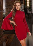 Victoria High Neck Long Sleeves Elegant Bodycon Polyester Mini Dresses UKP0016897