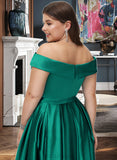 Rosemary Ball-Gown/Princess Off the Shoulder Floor-Length Satin Bridesmaid Dress UKP0016928