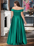 Rosemary Ball-Gown/Princess Off the Shoulder Floor-Length Satin Bridesmaid Dress UKP0016928