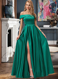 Rosemary Ball-Gown/Princess Off the Shoulder Floor-Length Satin Bridesmaid Dress UKP0016928