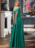 Rosemary Ball-Gown/Princess Off the Shoulder Floor-Length Satin Bridesmaid Dress UKP0016928