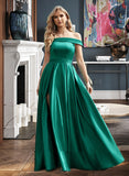 Rosemary Ball-Gown/Princess Off the Shoulder Floor-Length Satin Bridesmaid Dress UKP0016928