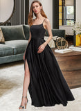 Giana A-line Square Floor-Length Satin Bridesmaid Dress UKP0016930