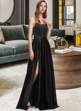 Giana A-line Square Floor-Length Satin Bridesmaid Dress UKP0016930