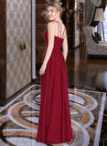 Thirza A-line Scoop Floor-Length Chiffon Bridesmaid Dress With Ruffle UKP0016932