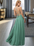 Brooklyn A-line Square Floor-Length Chiffon Bridesmaid Dress UKP0016936