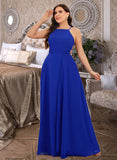 Estrella A-line Scoop Floor-Length Chiffon Bridesmaid Dress UKP0016938