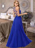 Estrella A-line Scoop Floor-Length Chiffon Bridesmaid Dress UKP0016938