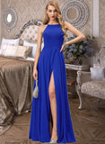 Estrella A-line Scoop Floor-Length Chiffon Bridesmaid Dress UKP0016938