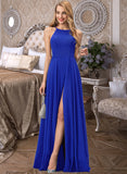 Estrella A-line Scoop Floor-Length Chiffon Bridesmaid Dress UKP0016938