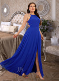 Estrella A-line Scoop Floor-Length Chiffon Bridesmaid Dress UKP0016938