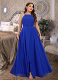 Estrella A-line Scoop Floor-Length Chiffon Bridesmaid Dress UKP0016938