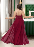 Patricia A-Line V-neck Floor-Length Chiffon Bridesmaid Dress With Sequins UKP0016943