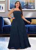 Pamela A-line Square Floor-Length Chiffon Bridesmaid Dress UKP0016945