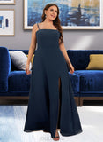 Pamela A-line Square Floor-Length Chiffon Bridesmaid Dress UKP0016945