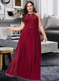 Ryann A-line Scoop Floor-Length Chiffon Lace Bridesmaid Dress UKP0016947