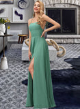 Noemi A-line Square Floor-Length Chiffon Bridesmaid Dress UKP0016948