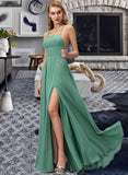 Noemi A-line Square Floor-Length Chiffon Bridesmaid Dress UKP0016948