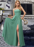 Noemi A-line Square Floor-Length Chiffon Bridesmaid Dress UKP0016948