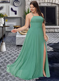 Noemi A-line Square Floor-Length Chiffon Bridesmaid Dress UKP0016948