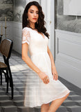 India A-line V-Neck Knee-Length Chiffon Lace Bridesmaid Dress UKP0016950