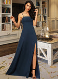 Anaya A-line Square Floor-Length Chiffon Bridesmaid Dress UKP0016952