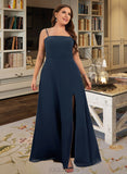 Anaya A-line Square Floor-Length Chiffon Bridesmaid Dress UKP0016952