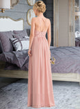 Olive A-line Sweetheart Floor-Length Chiffon Lace Bridesmaid Dress UKP0016956