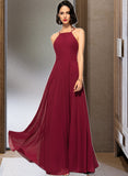 Miranda A-Line Scoop Square Floor-Length Chiffon Bridesmaid Dress UKP0016958