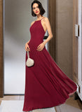 Miranda A-Line Scoop Square Floor-Length Chiffon Bridesmaid Dress UKP0016958