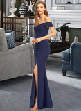 Katelyn Trumpet/Mermaid Off the Shoulder Floor-Length Stretch Crepe Bridesmaid Dress UKP0016959