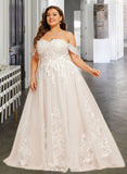 Lynn Ball-Gown/Princess Sweetheart Sweep Train Tulle Lace Wedding Dress UKP0016963