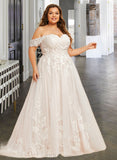 Lynn Ball-Gown/Princess Sweetheart Sweep Train Tulle Lace Wedding Dress UKP0016963