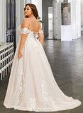 Lynn Ball-Gown/Princess Sweetheart Sweep Train Tulle Lace Wedding Dress UKP0016963