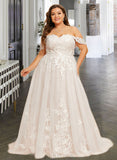 Lynn Ball-Gown/Princess Sweetheart Sweep Train Tulle Lace Wedding Dress UKP0016963