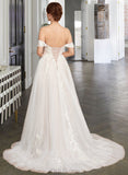 Lynn Ball-Gown/Princess Sweetheart Sweep Train Tulle Lace Wedding Dress UKP0016963