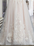 Lynn Ball-Gown/Princess Sweetheart Sweep Train Tulle Lace Wedding Dress UKP0016963