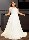 Frances A-Line Scoop Floor-Length Chiffon Lace Wedding Dress UKP0016966