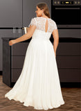 Frances A-Line Scoop Floor-Length Chiffon Lace Wedding Dress UKP0016966