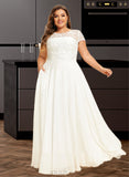 Frances A-Line Scoop Floor-Length Chiffon Lace Wedding Dress UKP0016966