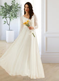 Claudia A-Line V-neck Sweep Train Chiffon Wedding Dress With Lace UKP0016967