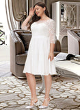 Cindy A-Line Scoop Neck Knee-Length Chiffon Lace Wedding Dress With Sequins UKP0016969