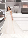 Elisa Ball-Gown/Princess V-neck Court Train Tulle Lace Wedding Dress UKP0016973