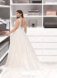 Elisa Ball-Gown/Princess V-neck Court Train Tulle Lace Wedding Dress UKP0016973