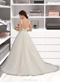 Elisa Ball-Gown/Princess V-neck Court Train Tulle Lace Wedding Dress UKP0016973