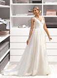 Elisa Ball-Gown/Princess V-neck Court Train Tulle Lace Wedding Dress UKP0016973