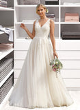 Elisa Ball-Gown/Princess V-neck Court Train Tulle Lace Wedding Dress UKP0016973